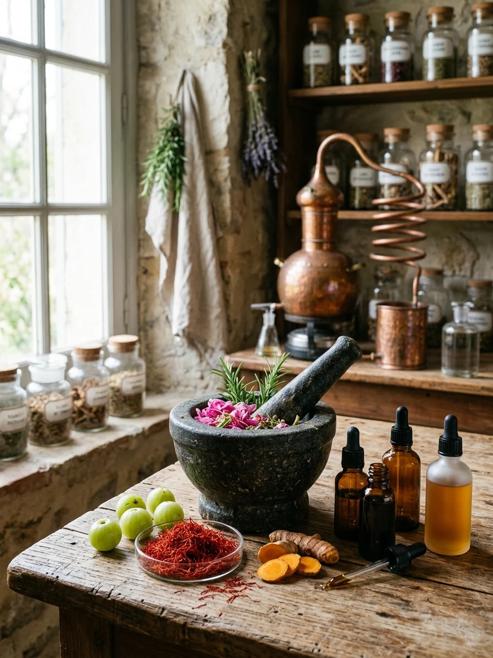 Artisanal botanical apothecary workshop at Tusc Herbals
