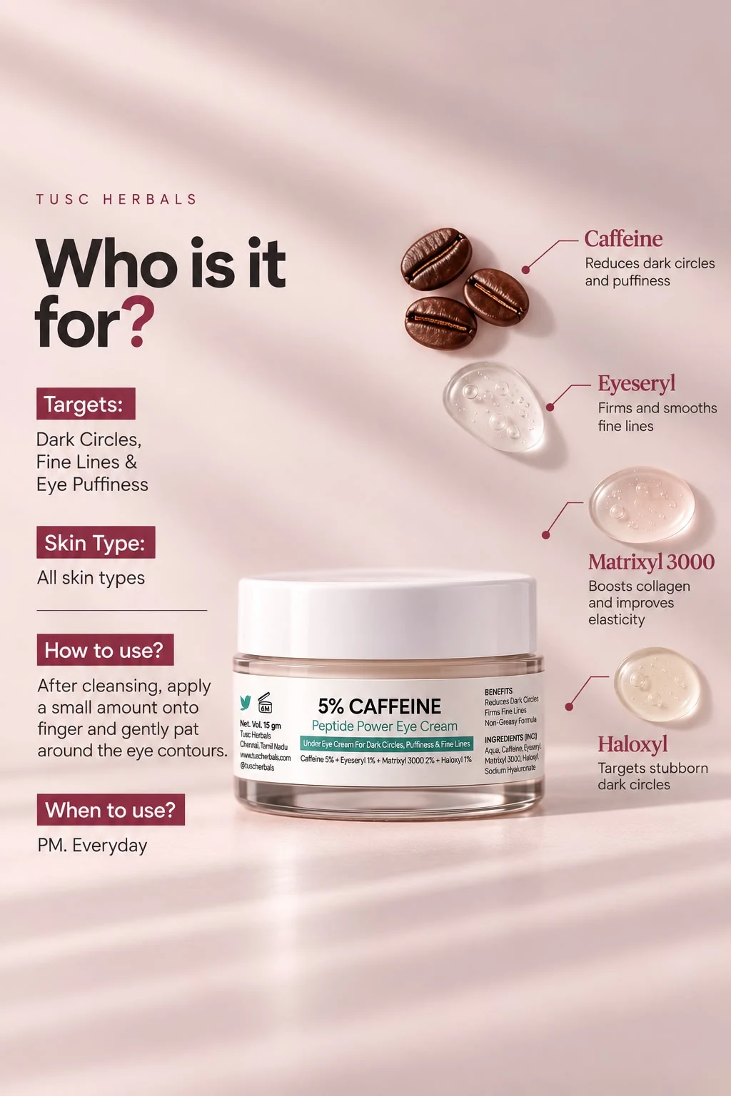 5% Caffeine + Peptide Under Eye Cream - Image 3