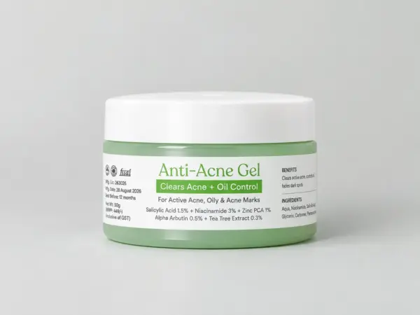 Packaging and product specifications of TUSC Herbals Anti Acne Face Gel 50g